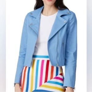 Color Me Courtney Denis biker jacket in blue size 2